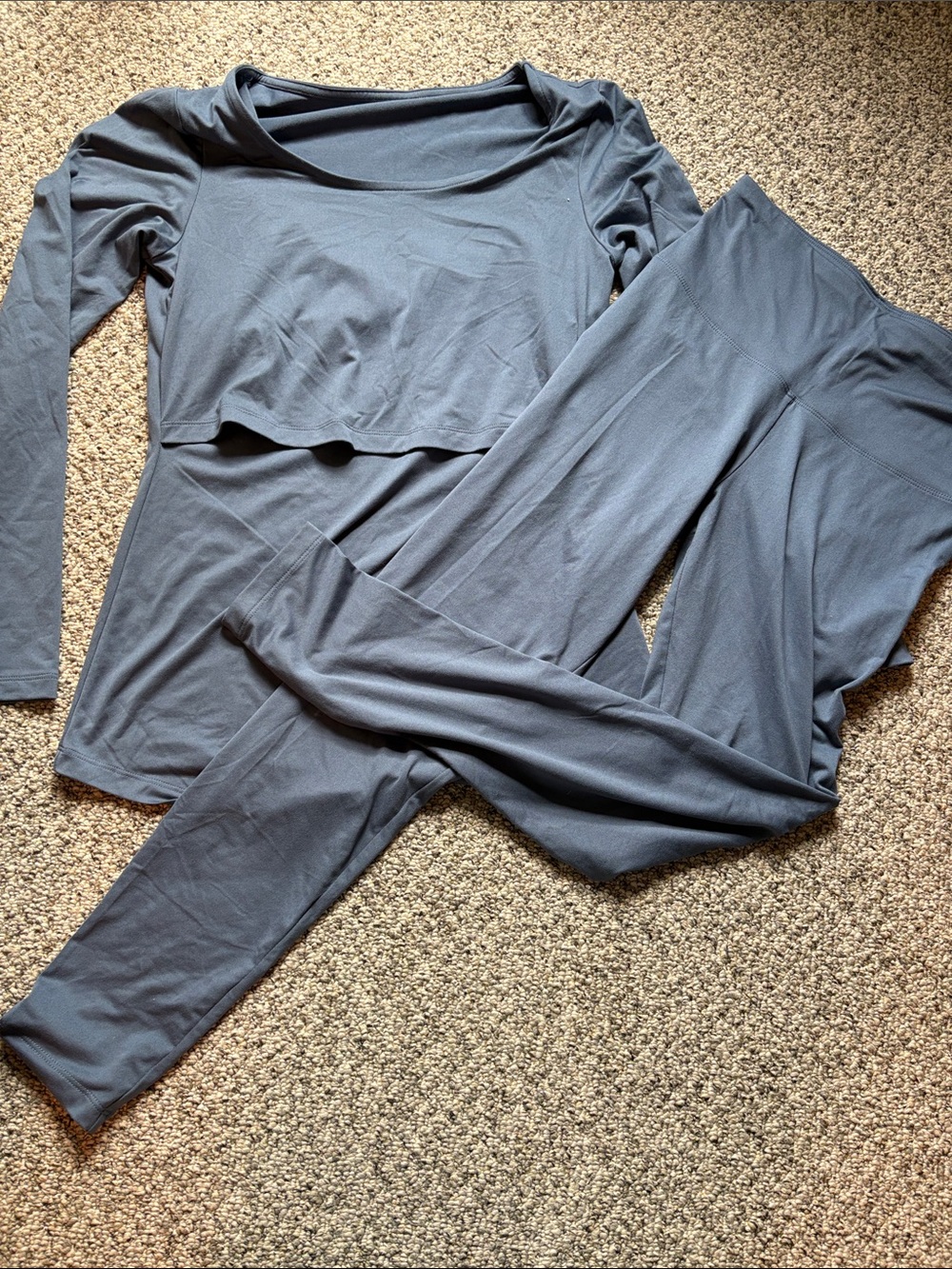 Kindred Bravely Long Sleeve Nursing Pajama Set in Slate Blue/Gray